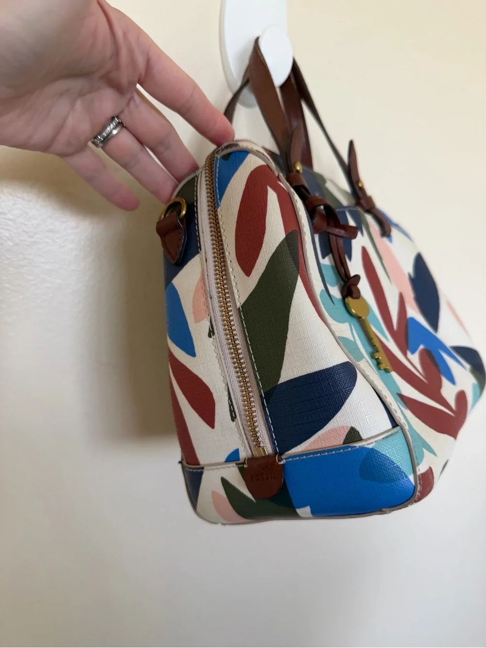 FOSSIL Colorful Leaf Print Handbag